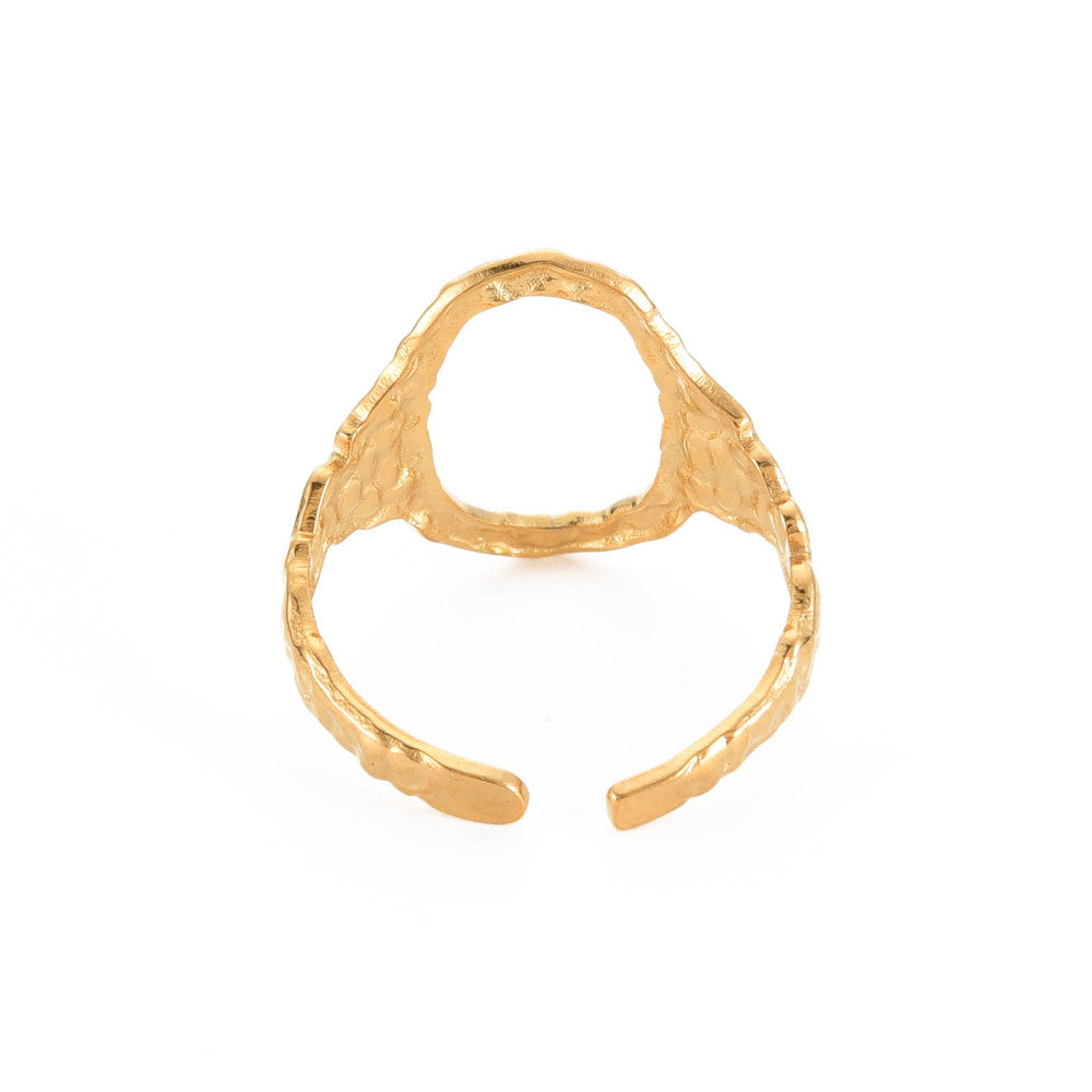 Textured Hollow Oval Ring