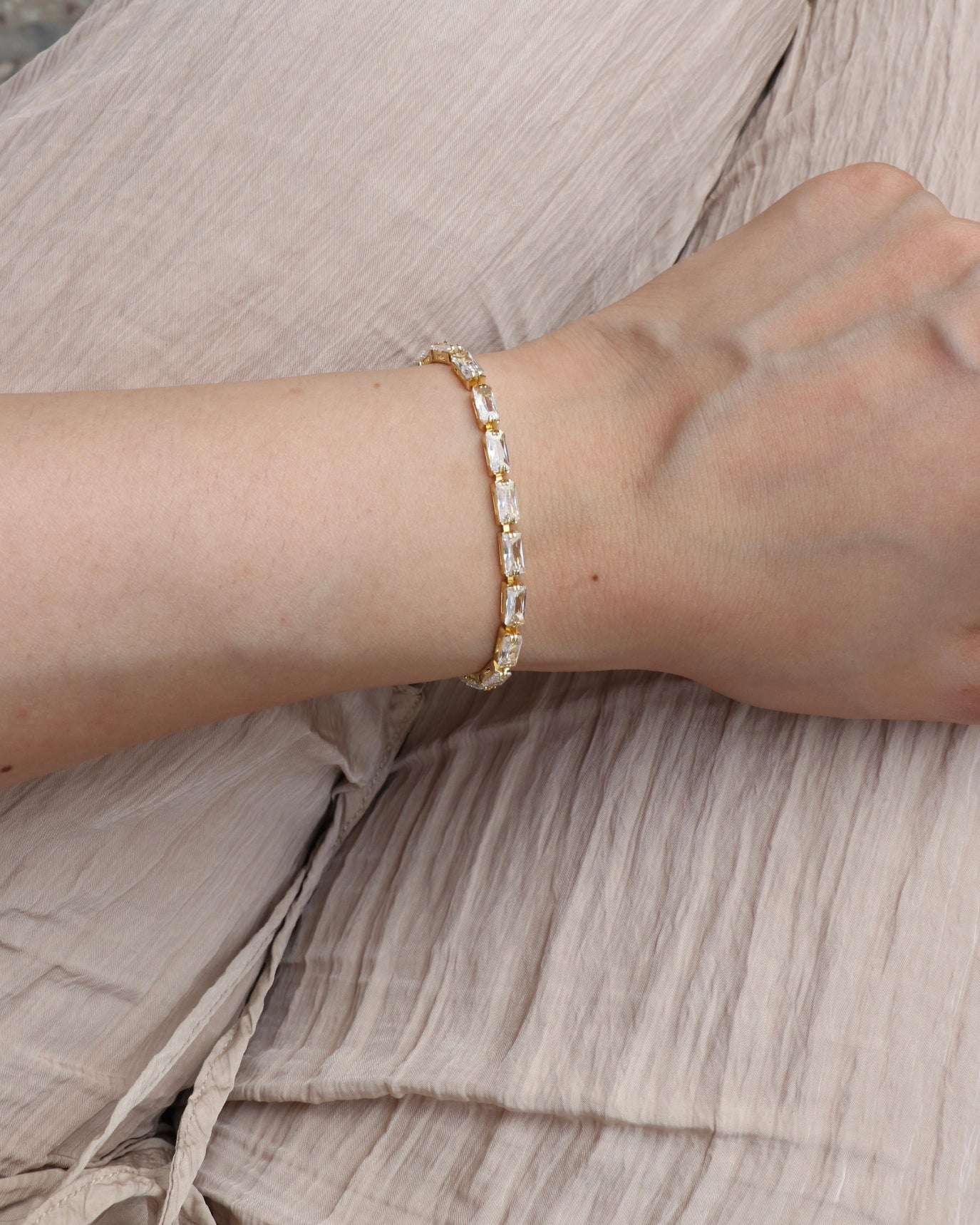 Rectangular Tennis Slider Bracelet
