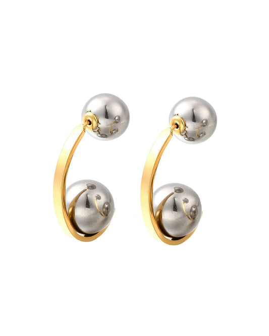 Two-Way Ball Earrings (Dual Tone)