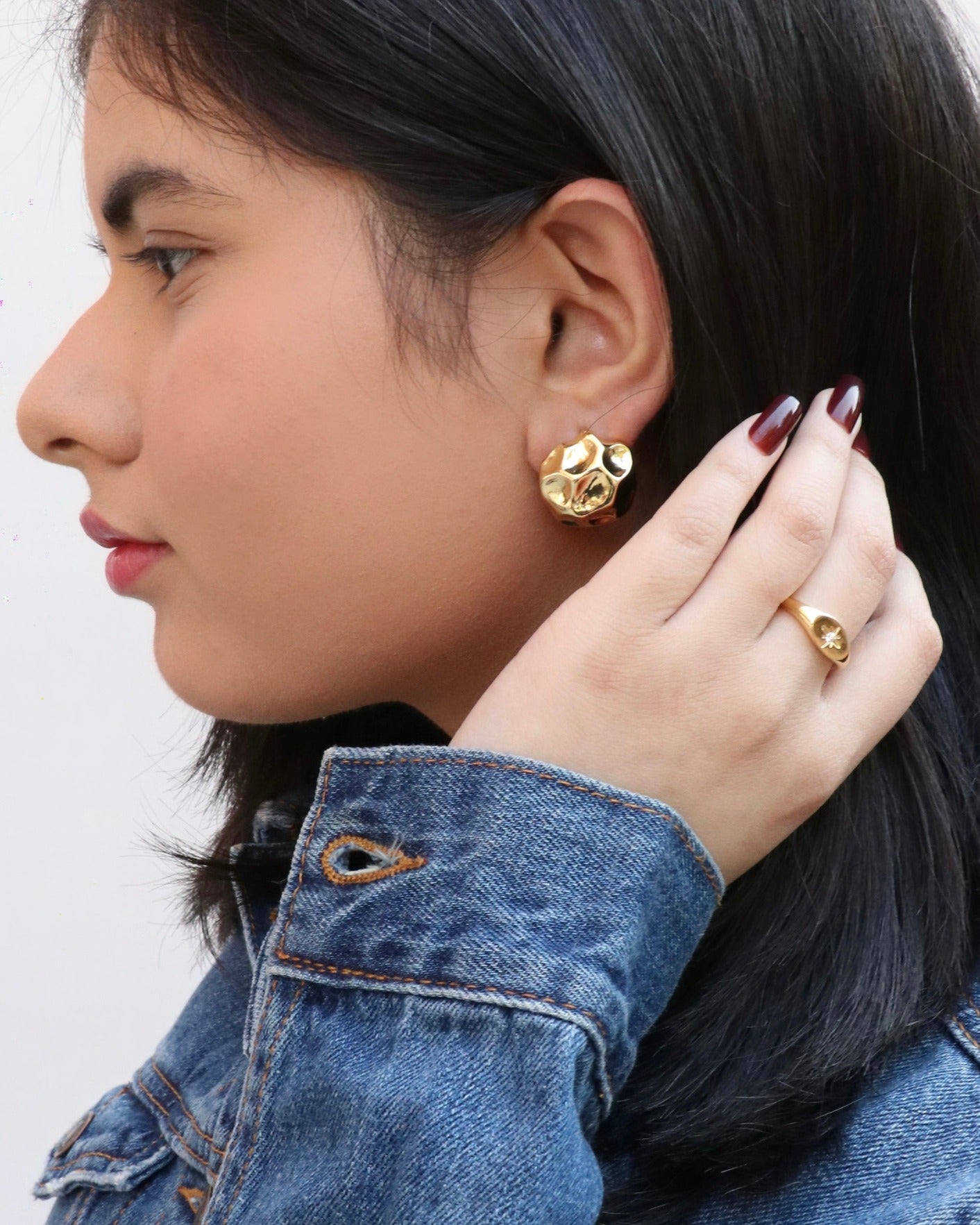 Round Hammered Earrings