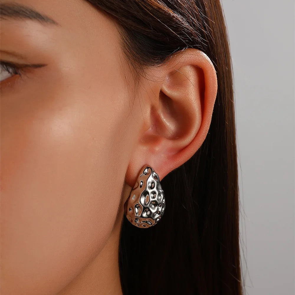 Hammered Teardrop Earrings