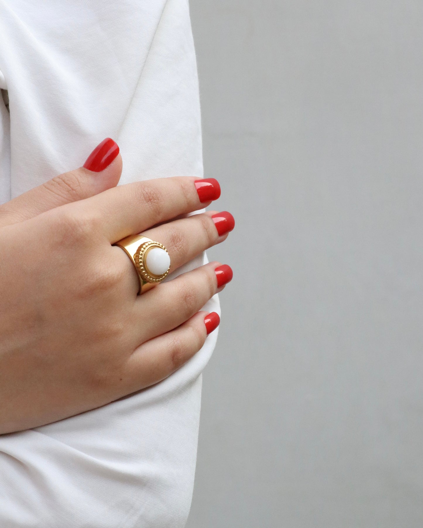 Natural White Jade Ring