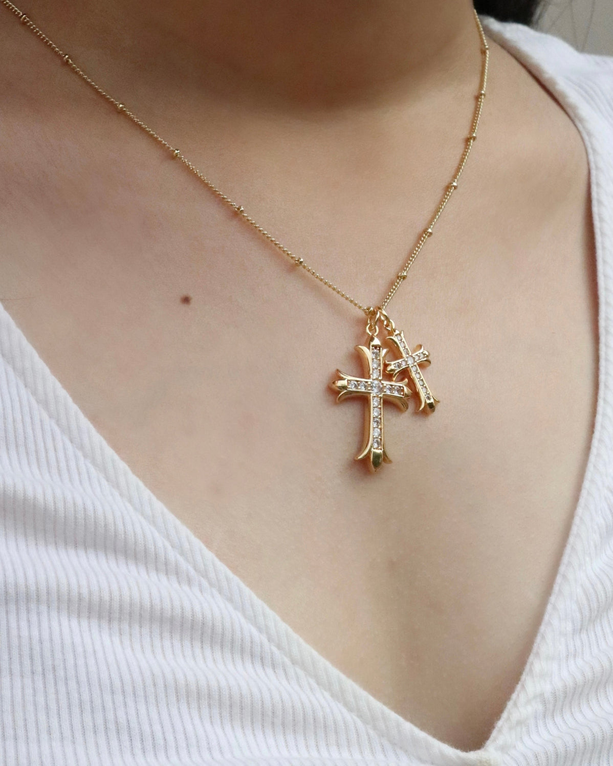 Double Cross Necklace