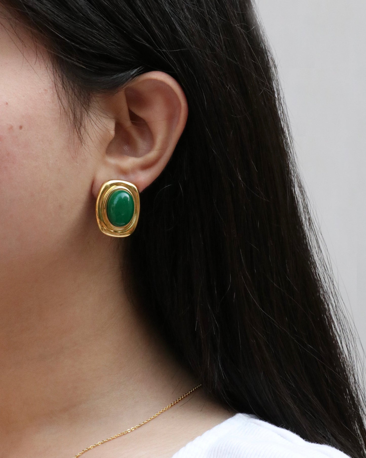 Green Onyx Stone Earrings