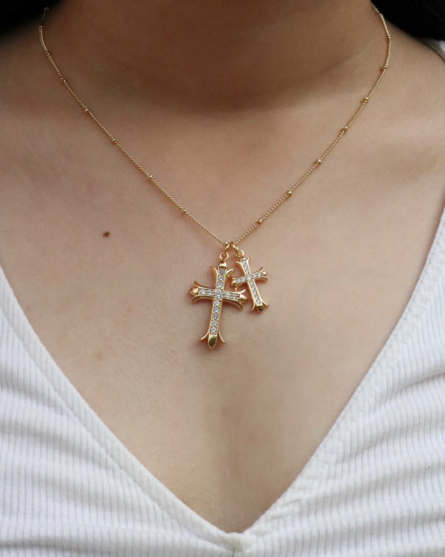 Double Cross Necklace