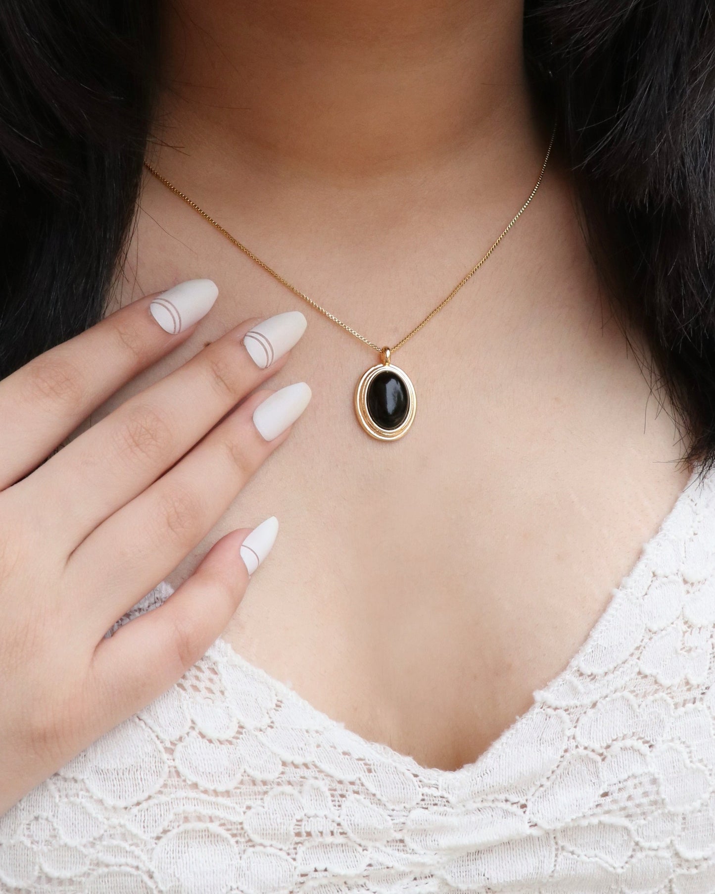 Natural Black Onyx Stone Necklace