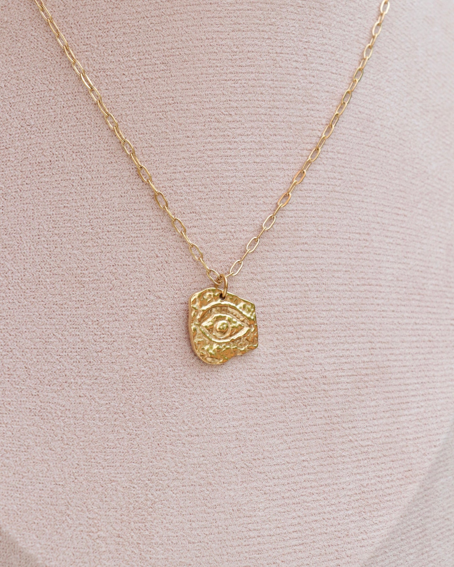 Textured Evil Eye Necklace