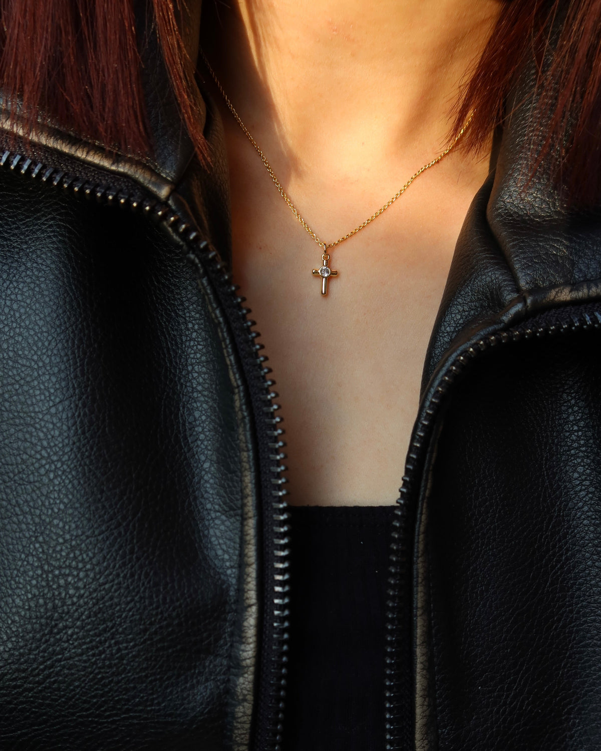 Mini Halo Cross Necklace