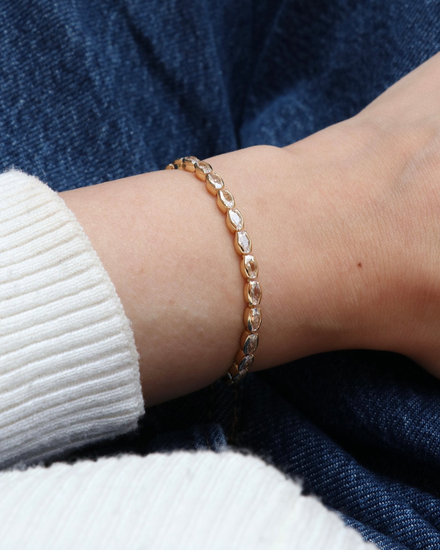 Oval Tennis Slider Bracelet