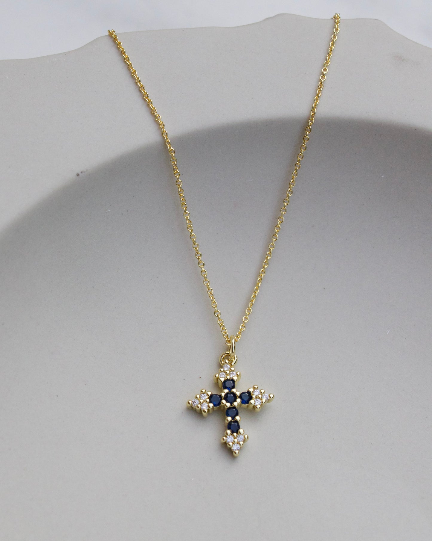 Blue Moon Cross Necklace
