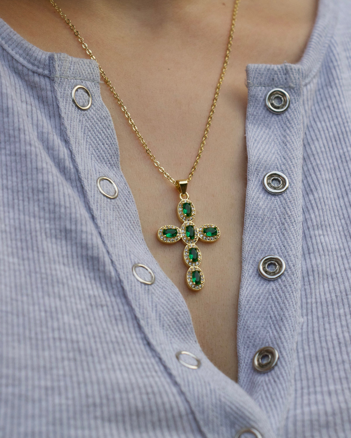 Sage Cross Necklace
