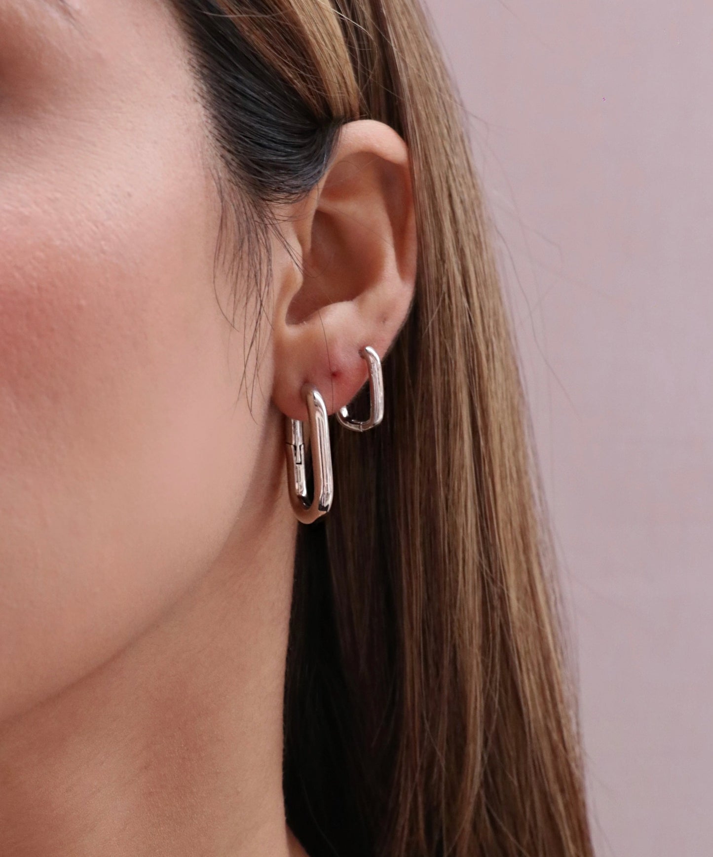Platinum U-Shaped Hoop Earrings