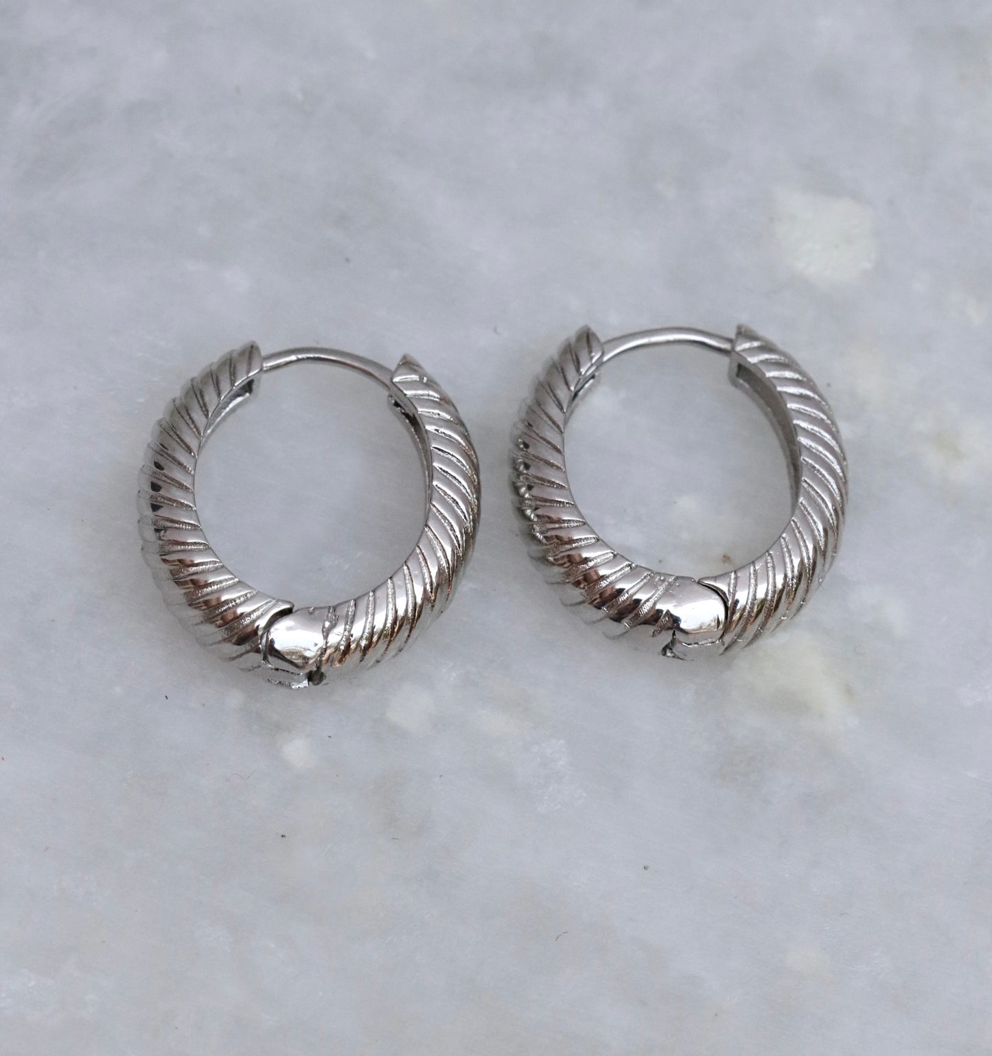 Platinum Croissant Hoops