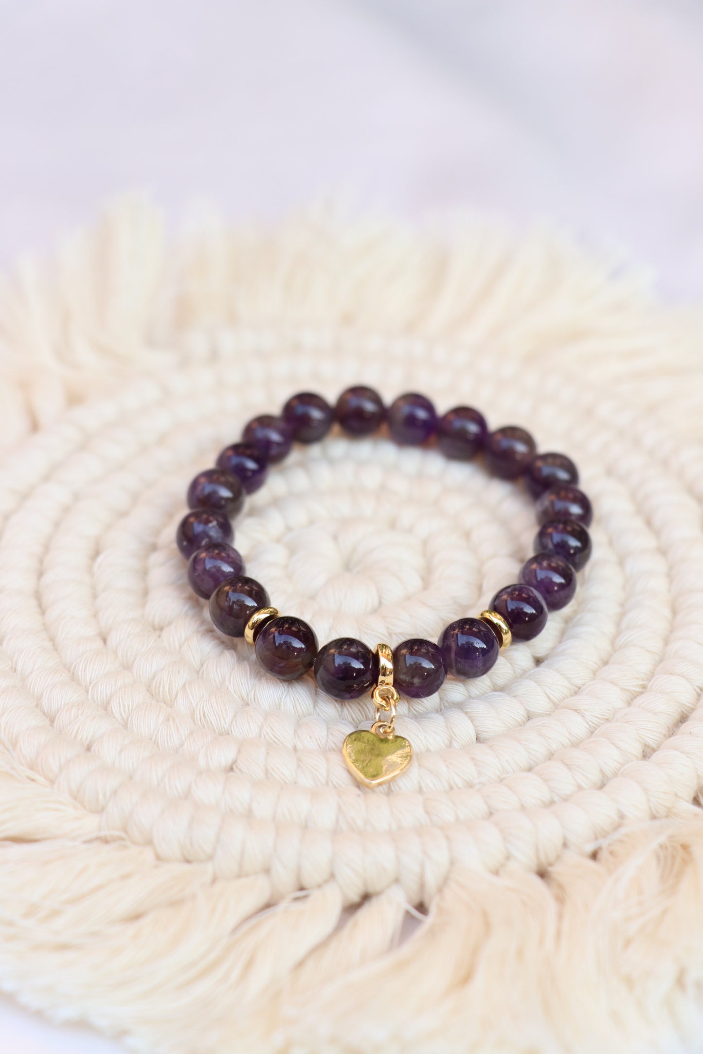 Amethyst Bracelet With Heart Charm