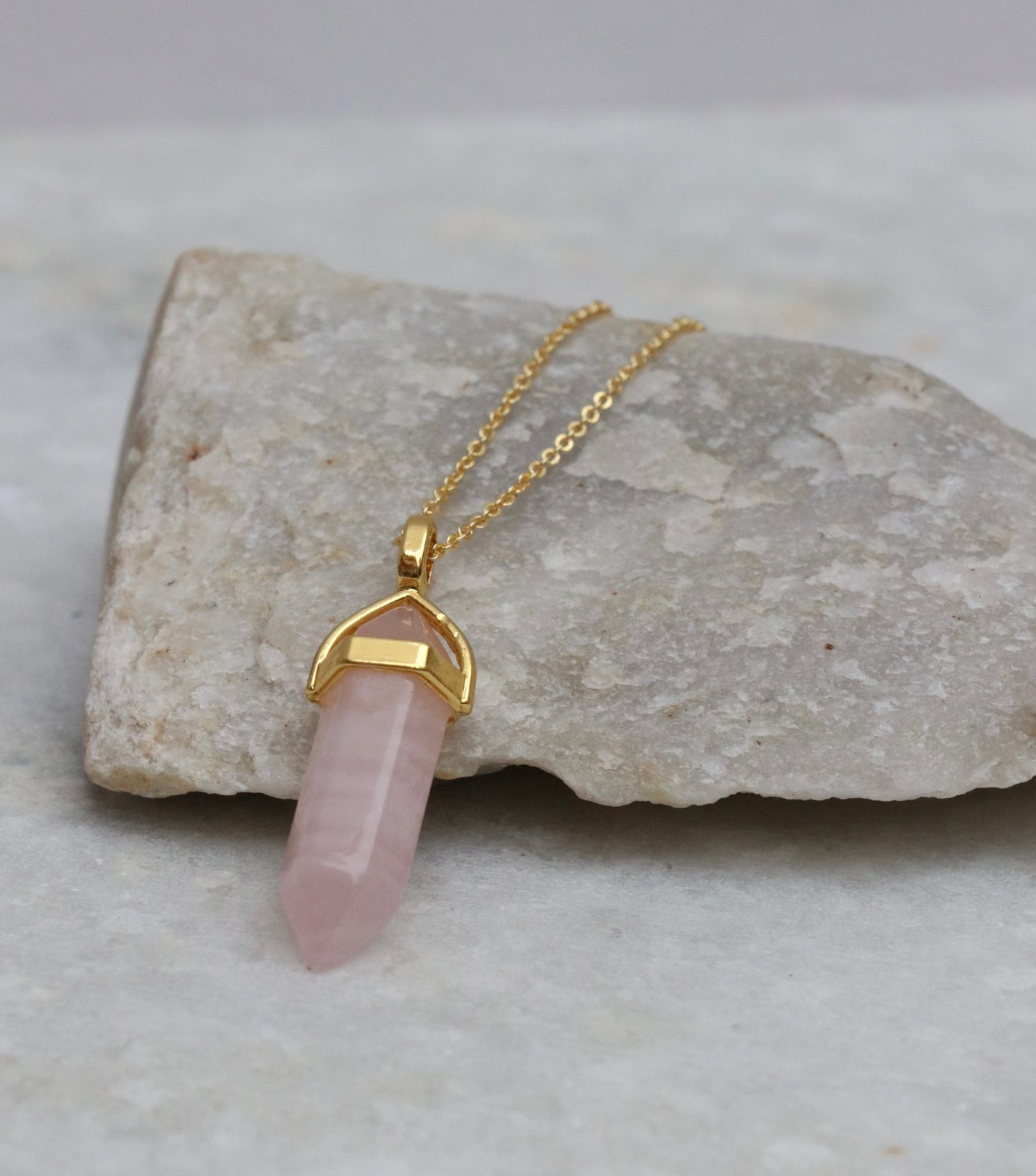 Rose Quartz Double Terminated Necklace