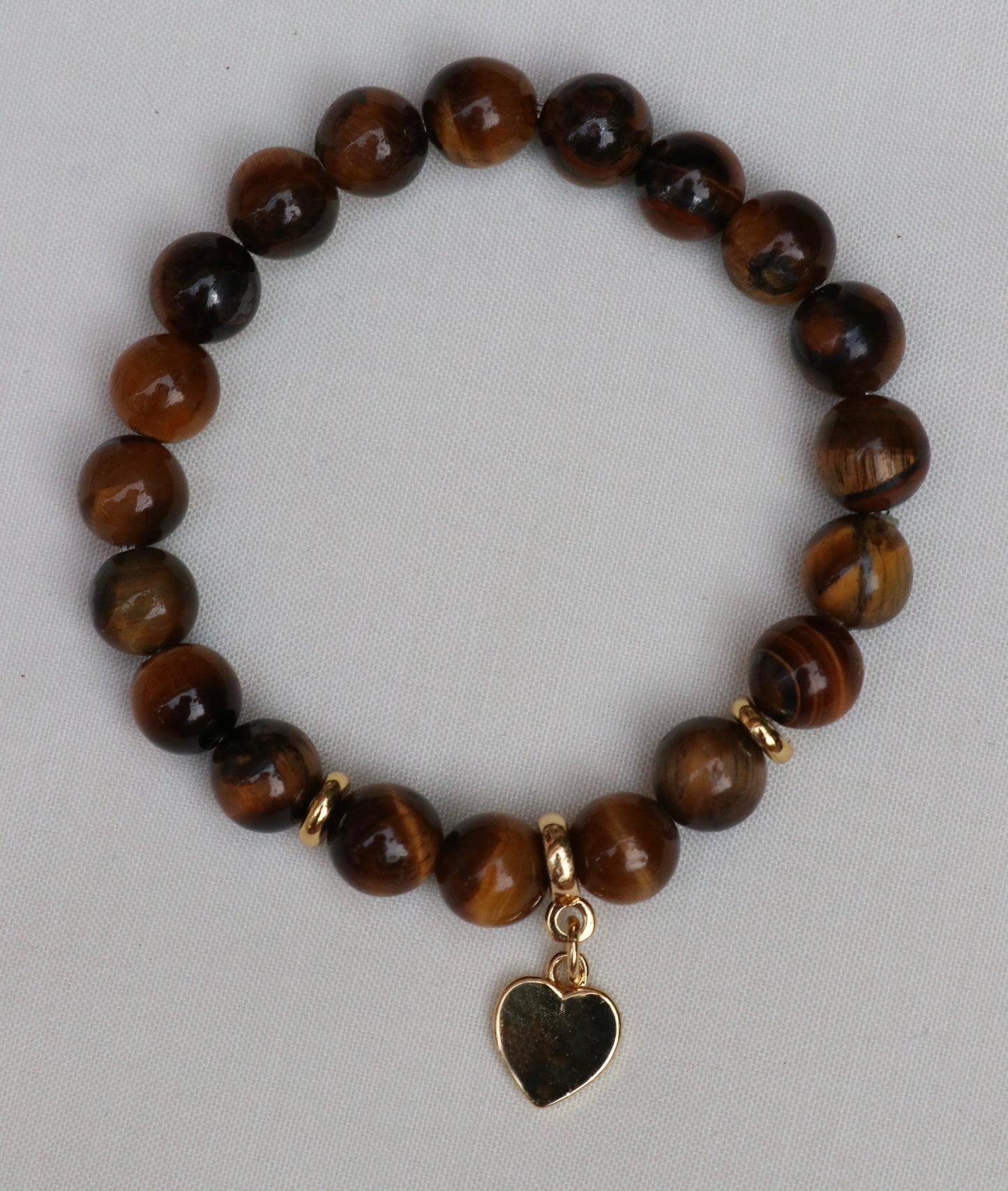 Tiger's Eye Bracelet With Heart Charm