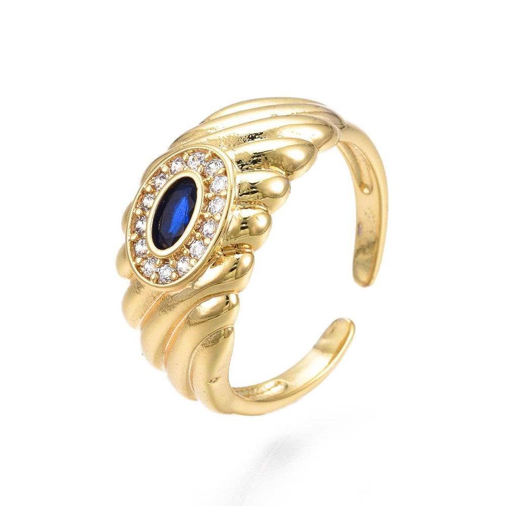 Evil Eye Croissant Ring