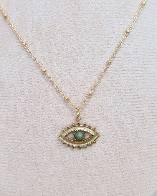 Jasper Stone Evil Eye Necklace