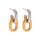 Oval Dangle Earrings (Dual Tone)