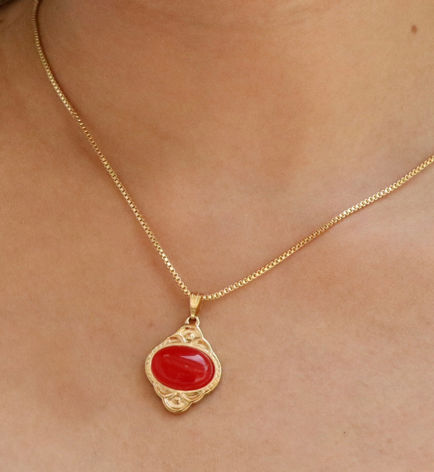 Natural Red Jade Necklace
