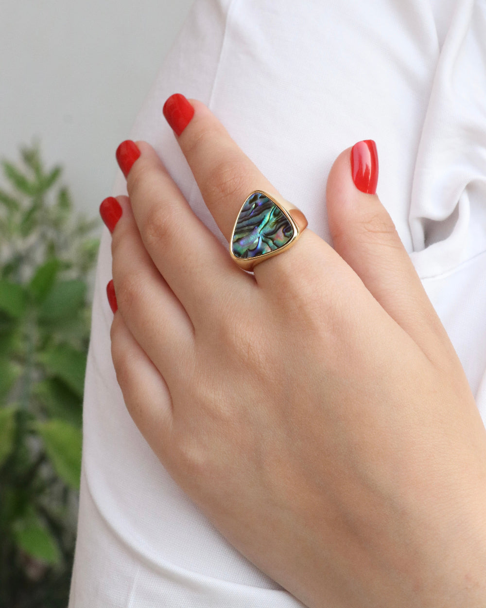Natural Abalone Shell Ring