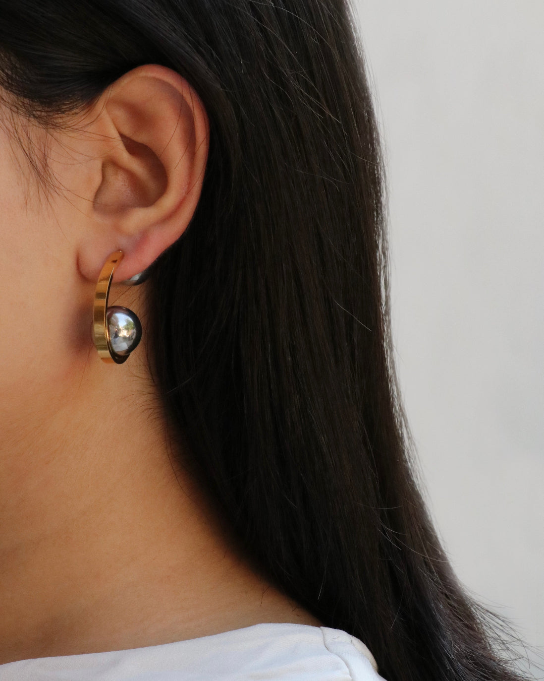 Two-Way Ball Earrings (Dual Tone)