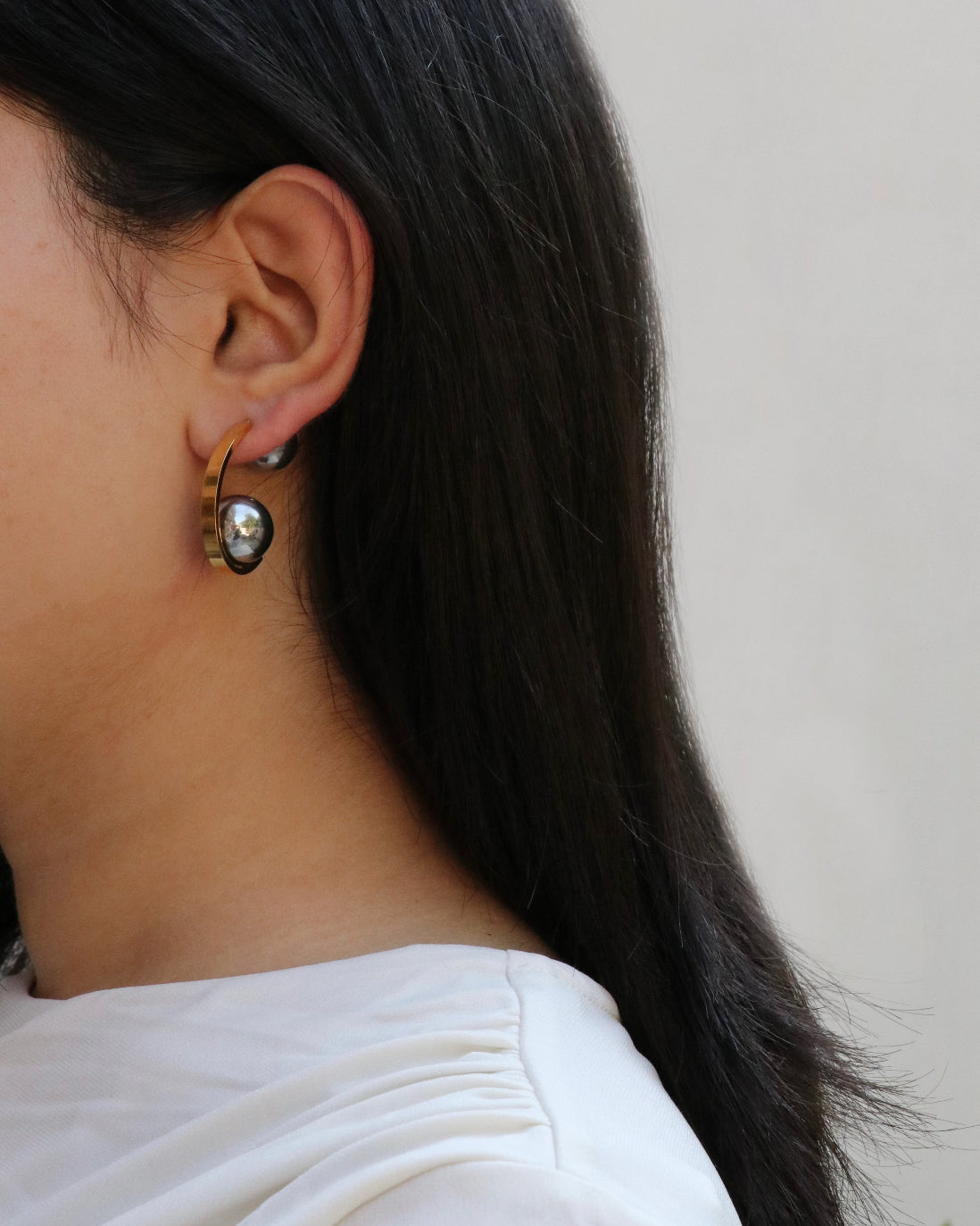 Two-Way Ball Earrings (Dual Tone)