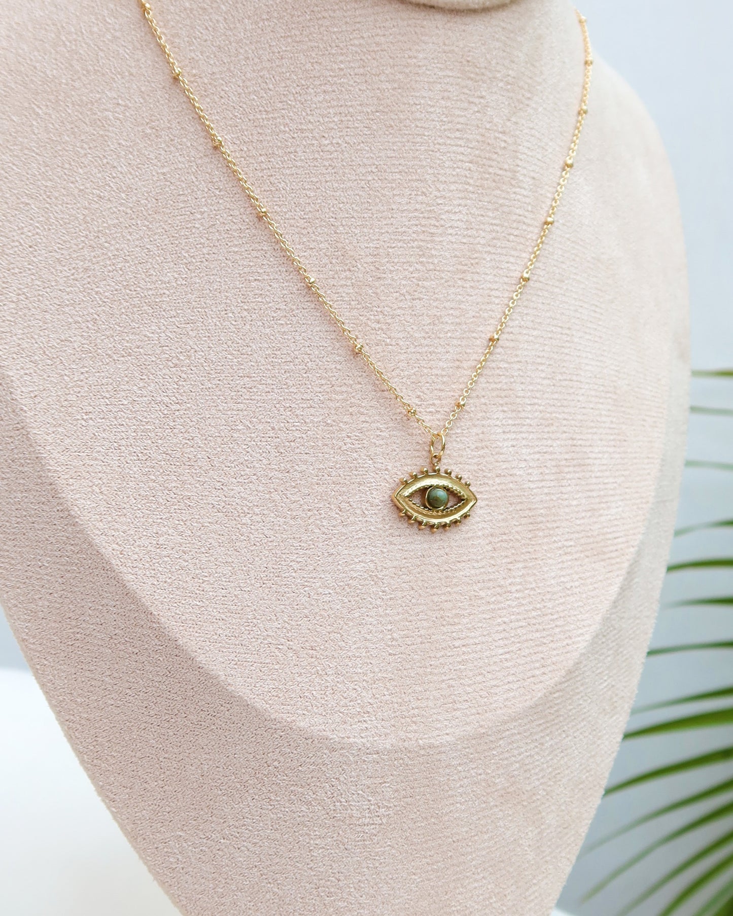 Jasper Stone Evil Eye Necklace