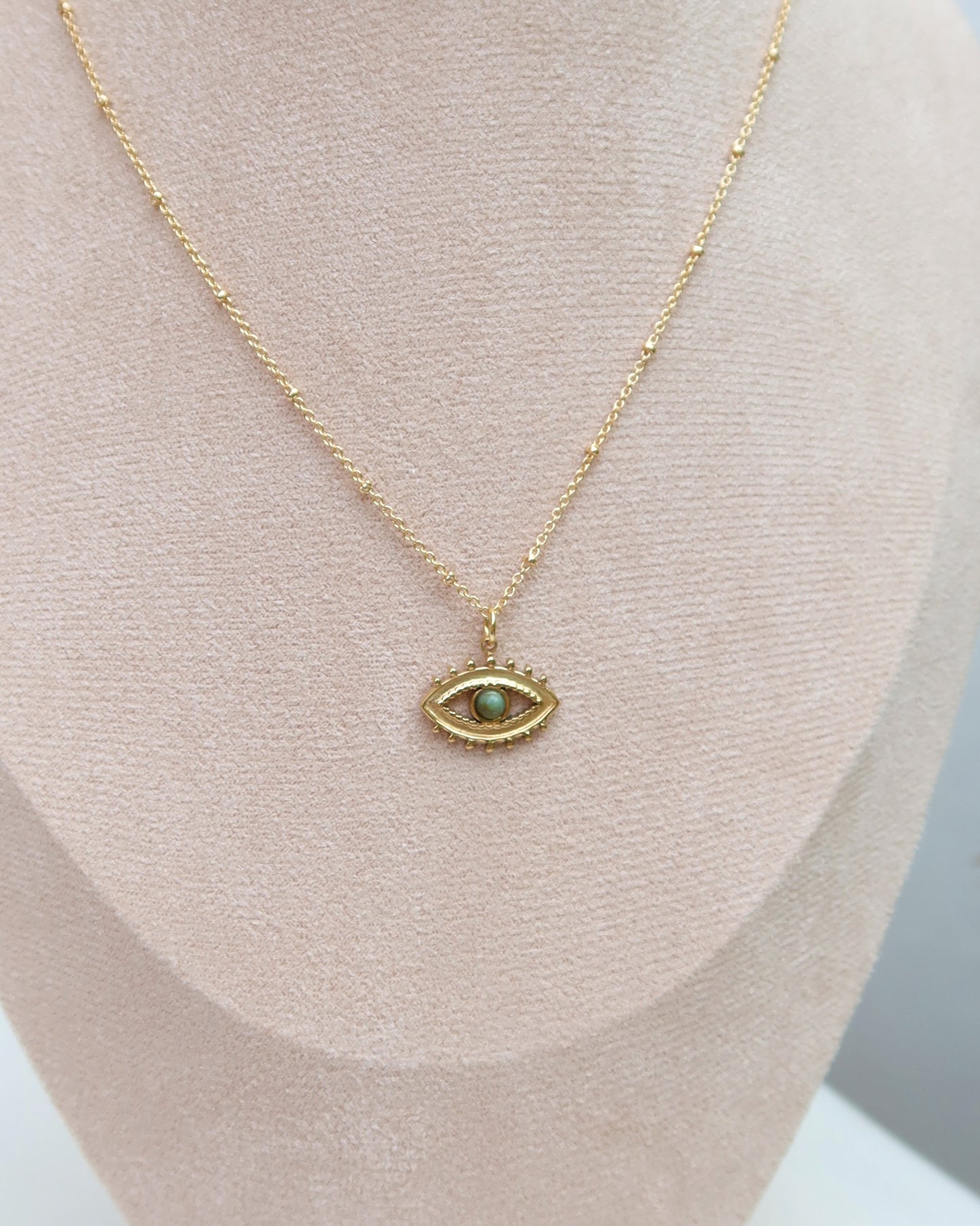 Jasper Stone Evil Eye Necklace