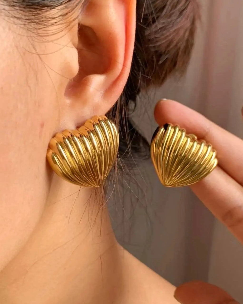Striped Heart Earrings