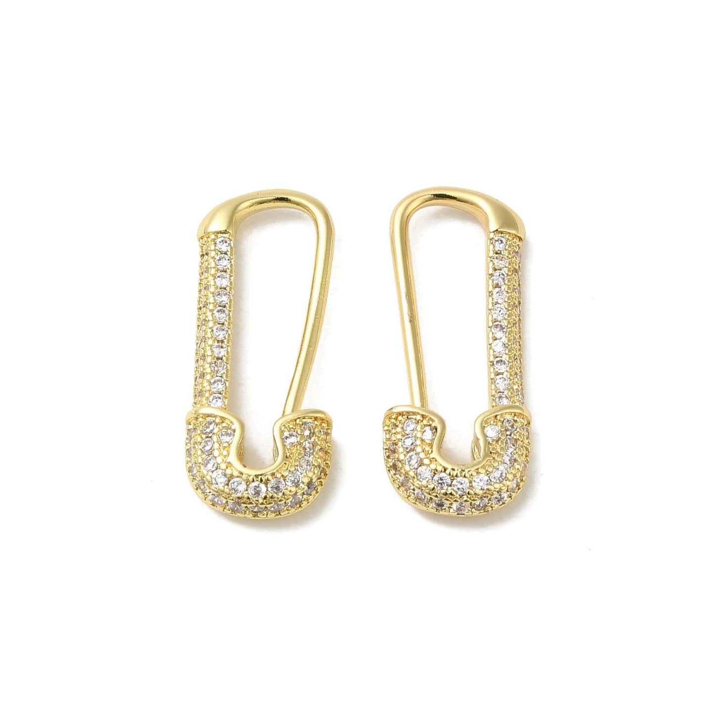 Mini Pave Safety Pin Earrings