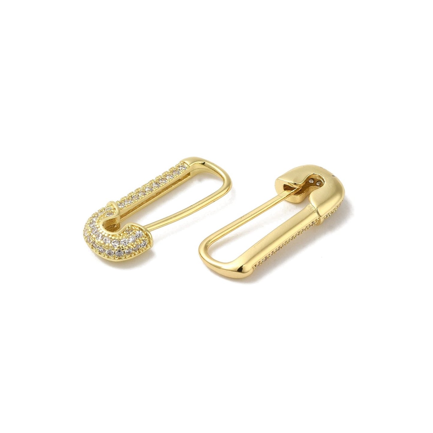 Mini Pave Safety Pin Earrings