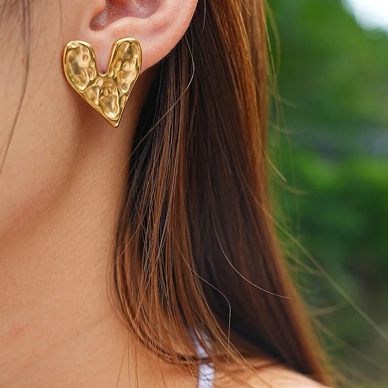 Hammered Heart Earrings