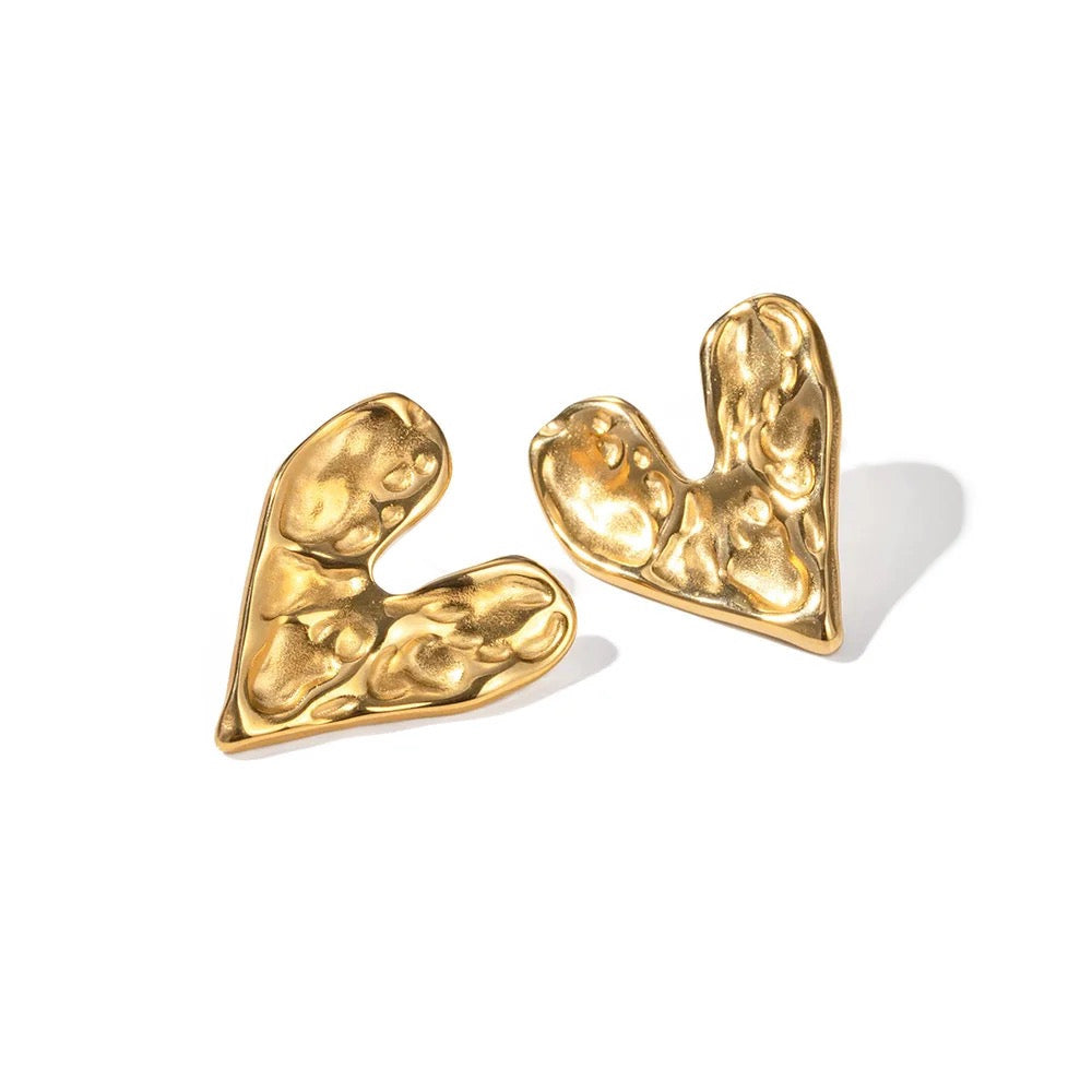 Hammered Heart Earrings