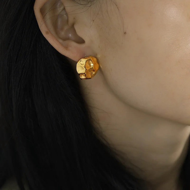 Round Hammered Earrings