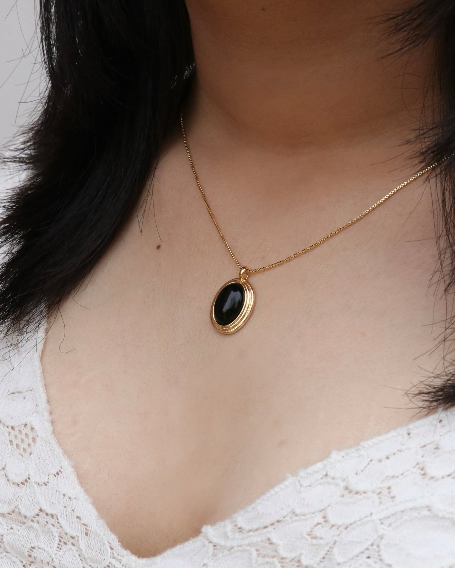 Natural Black Onyx Stone Necklace