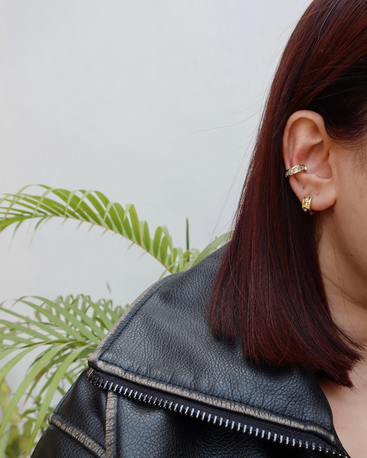 Tiny Hammered Studded Hoops