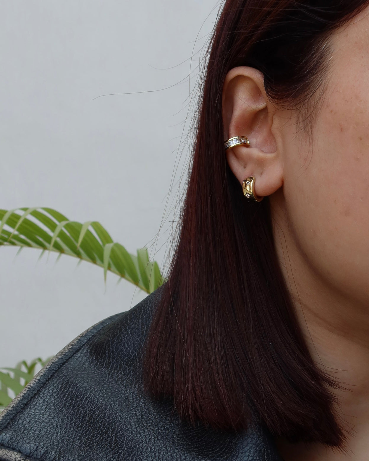 Tiny Hammered Studded Hoops