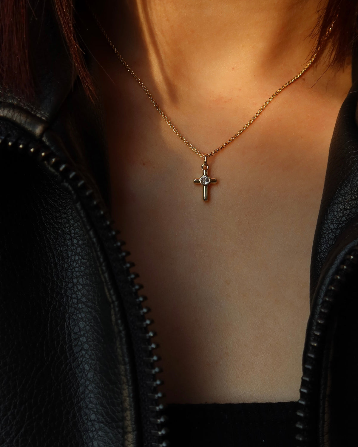 Mini Halo Cross Necklace