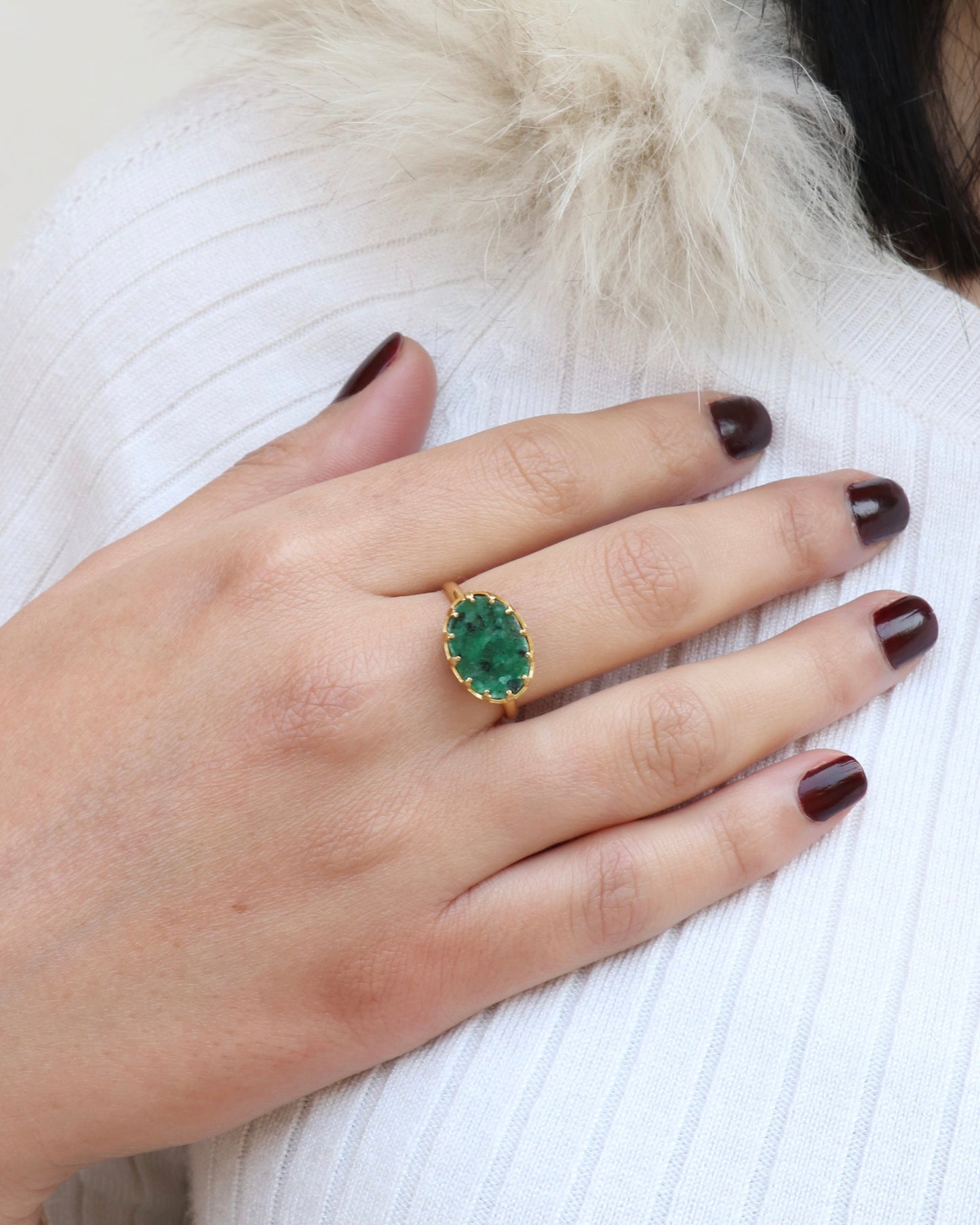 African Jade Oval Ring