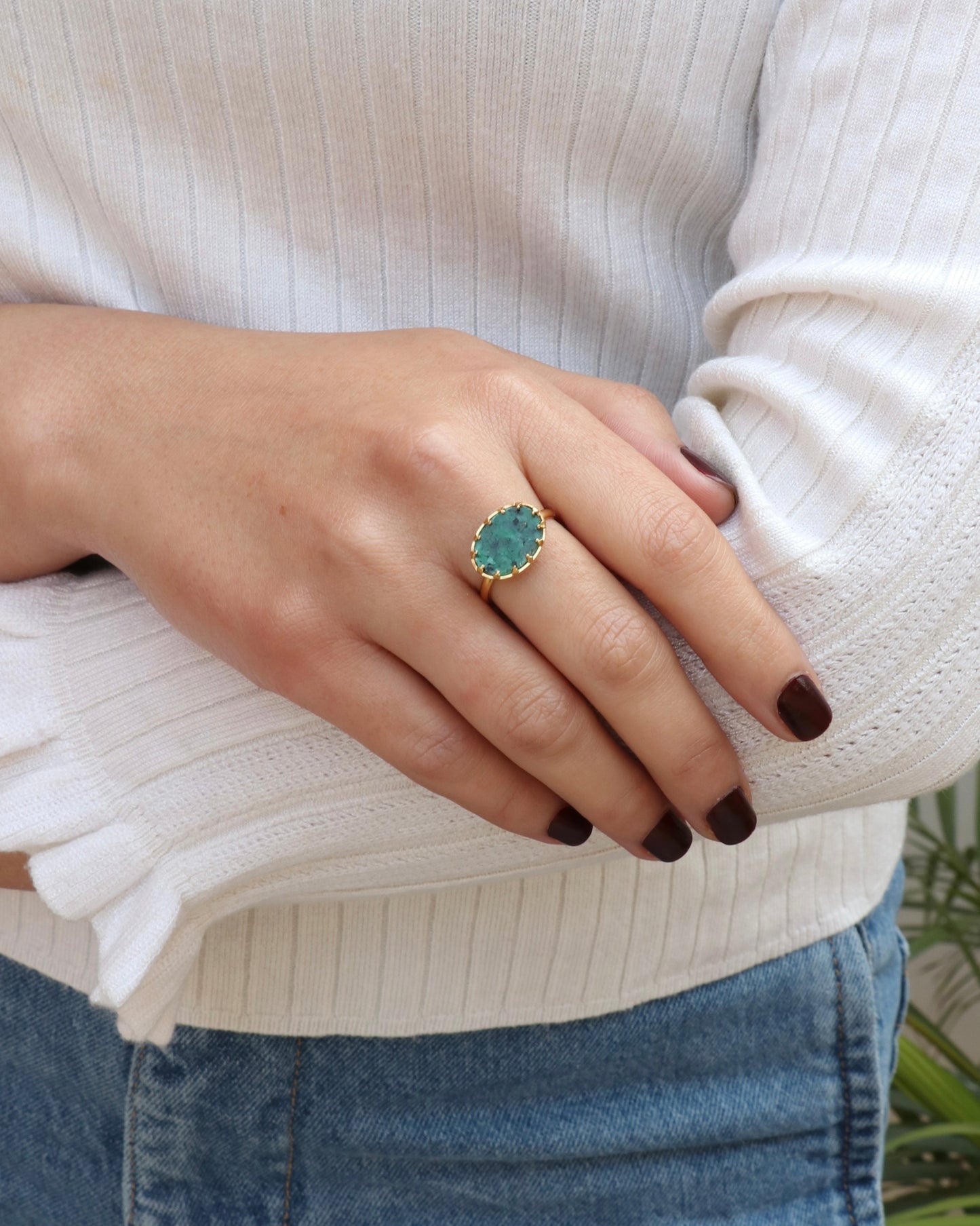 African Jade Oval Ring