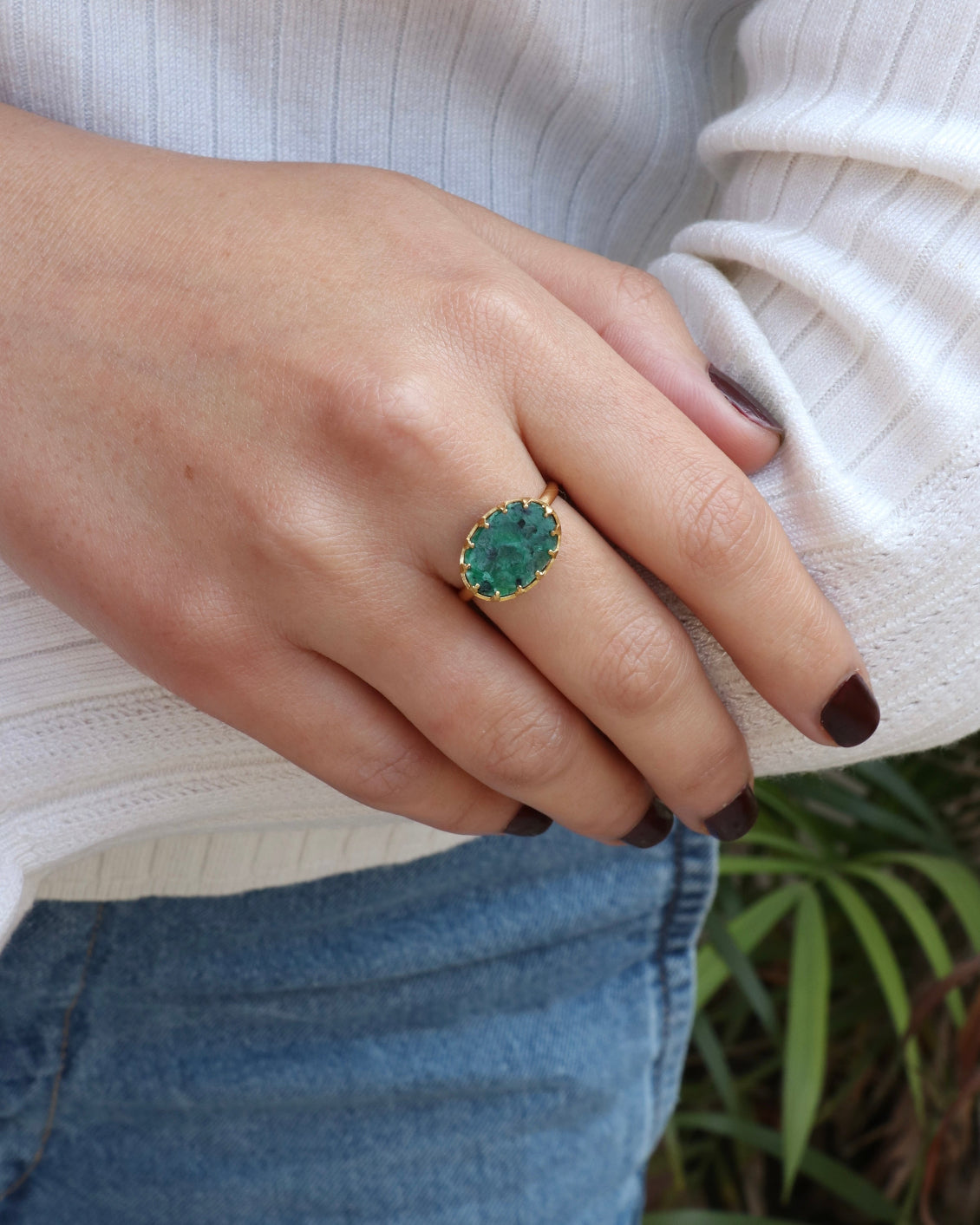 African Jade Oval Ring