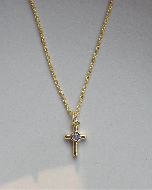 Mini Halo Cross Necklace