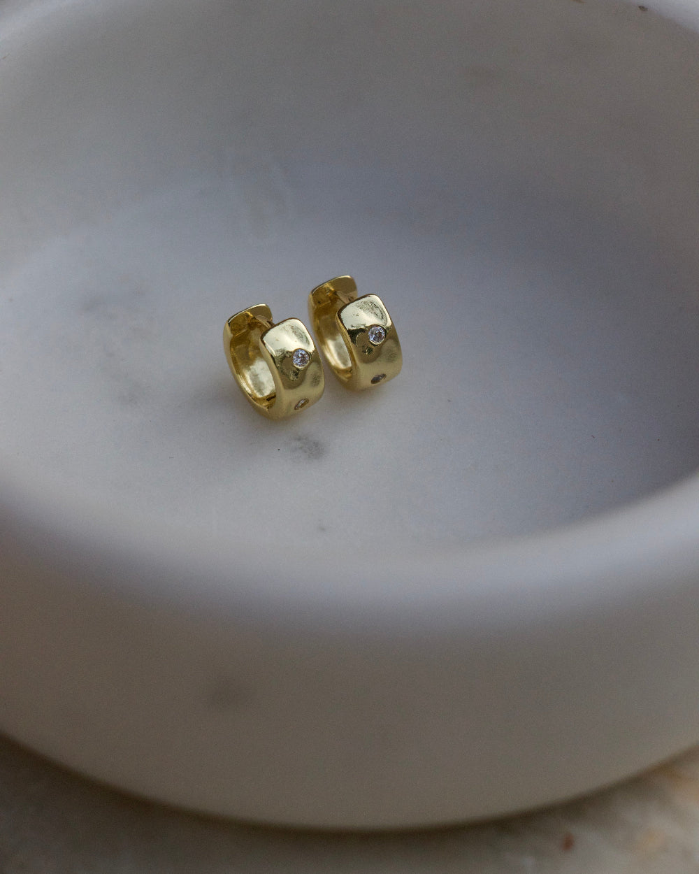 Tiny Hammered Studded Hoops