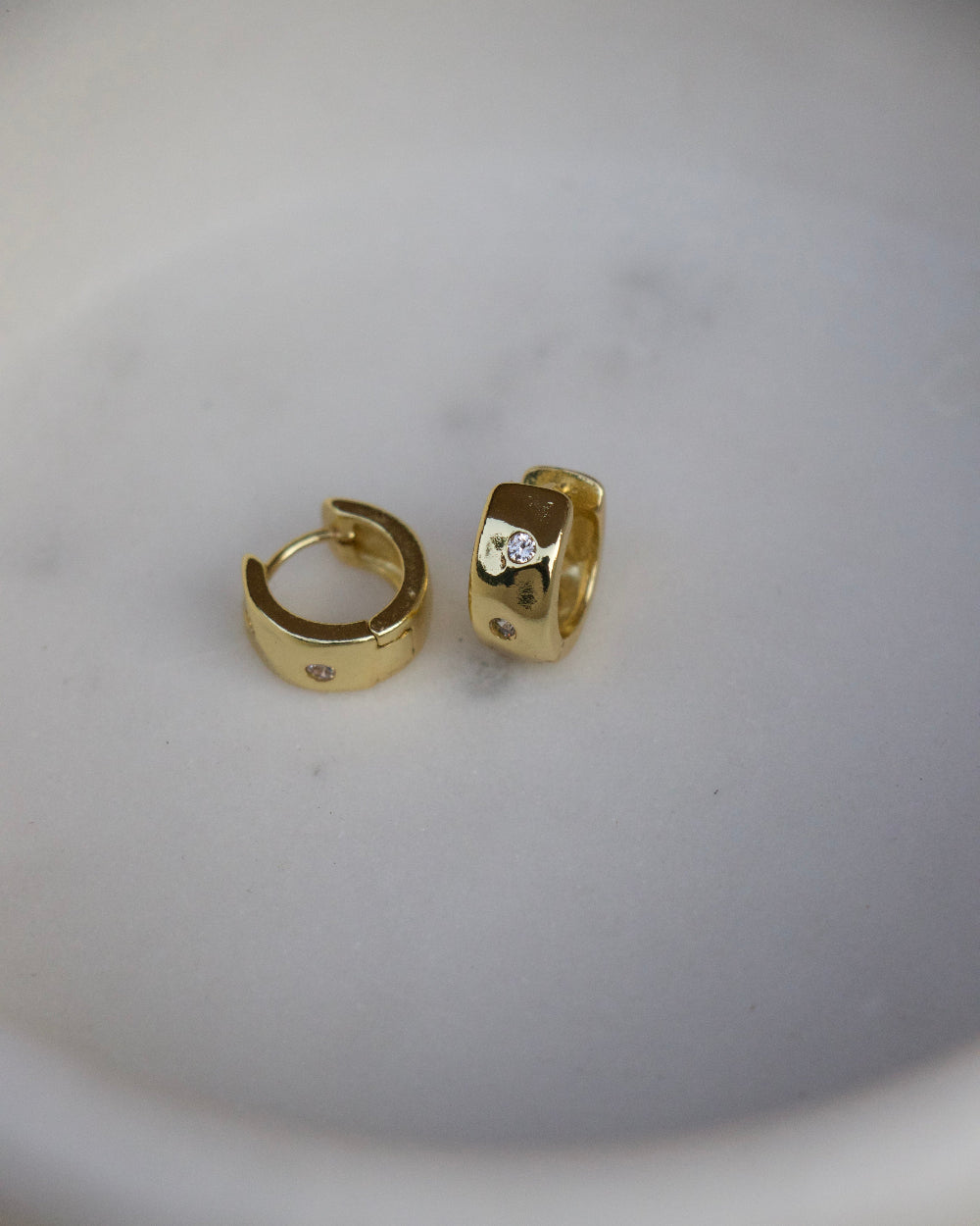 Tiny Hammered Studded Hoops