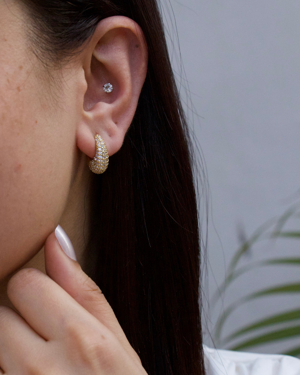 Mini Oval Studded Hoops