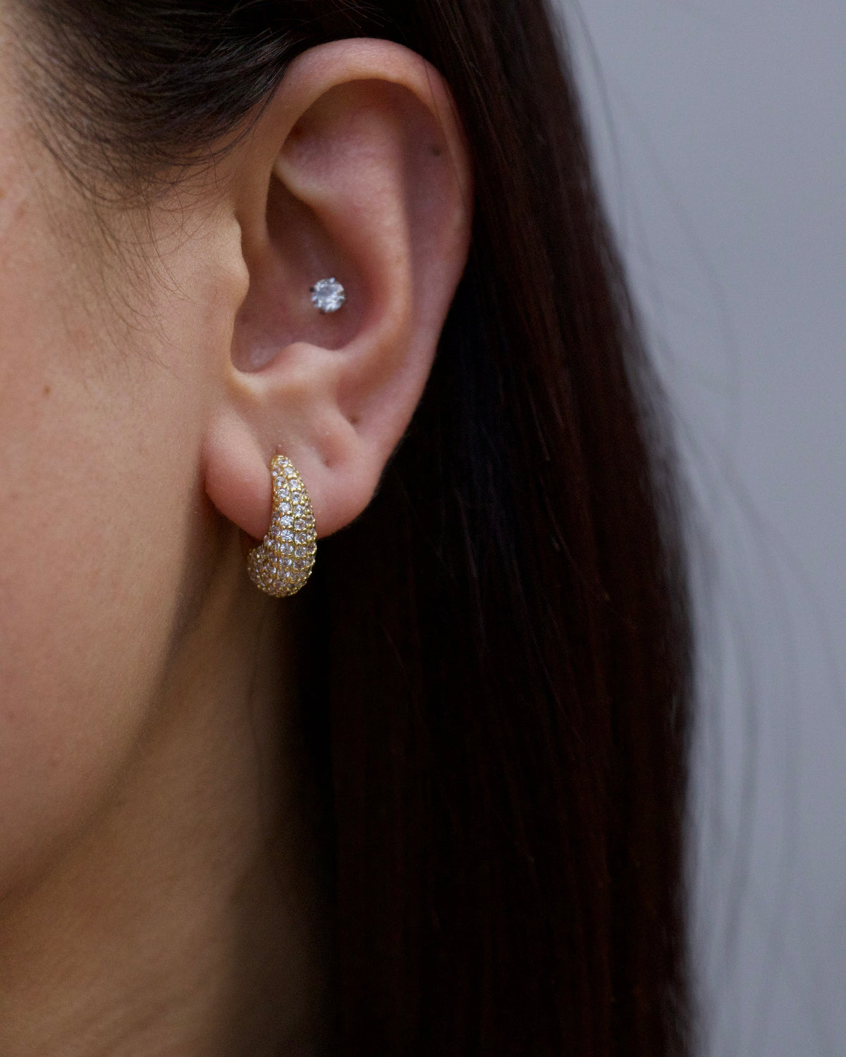 Mini Oval Studded Hoops
