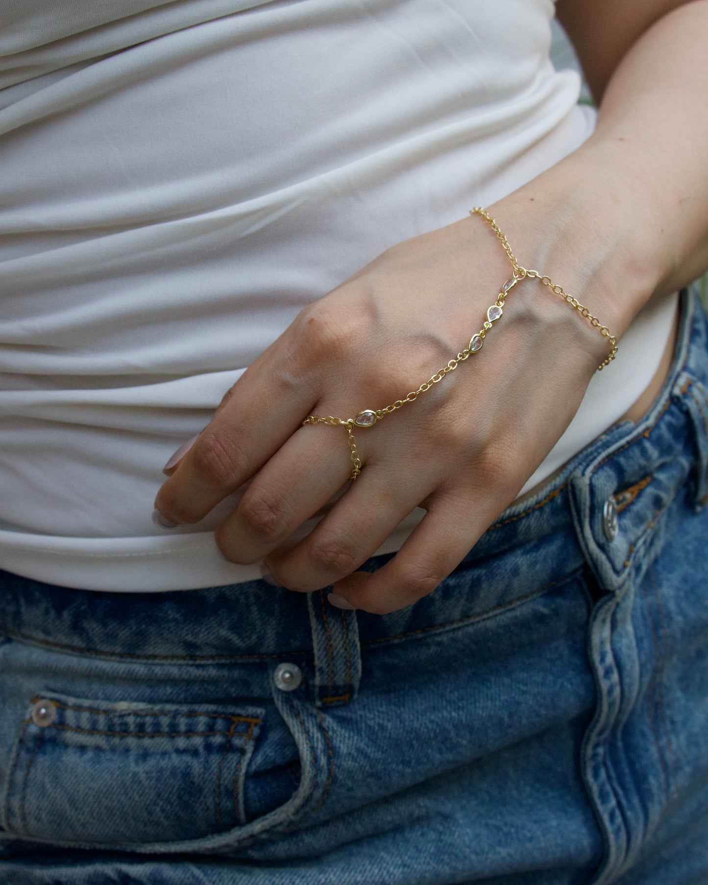 Teardrop Hand Chain Bracelet