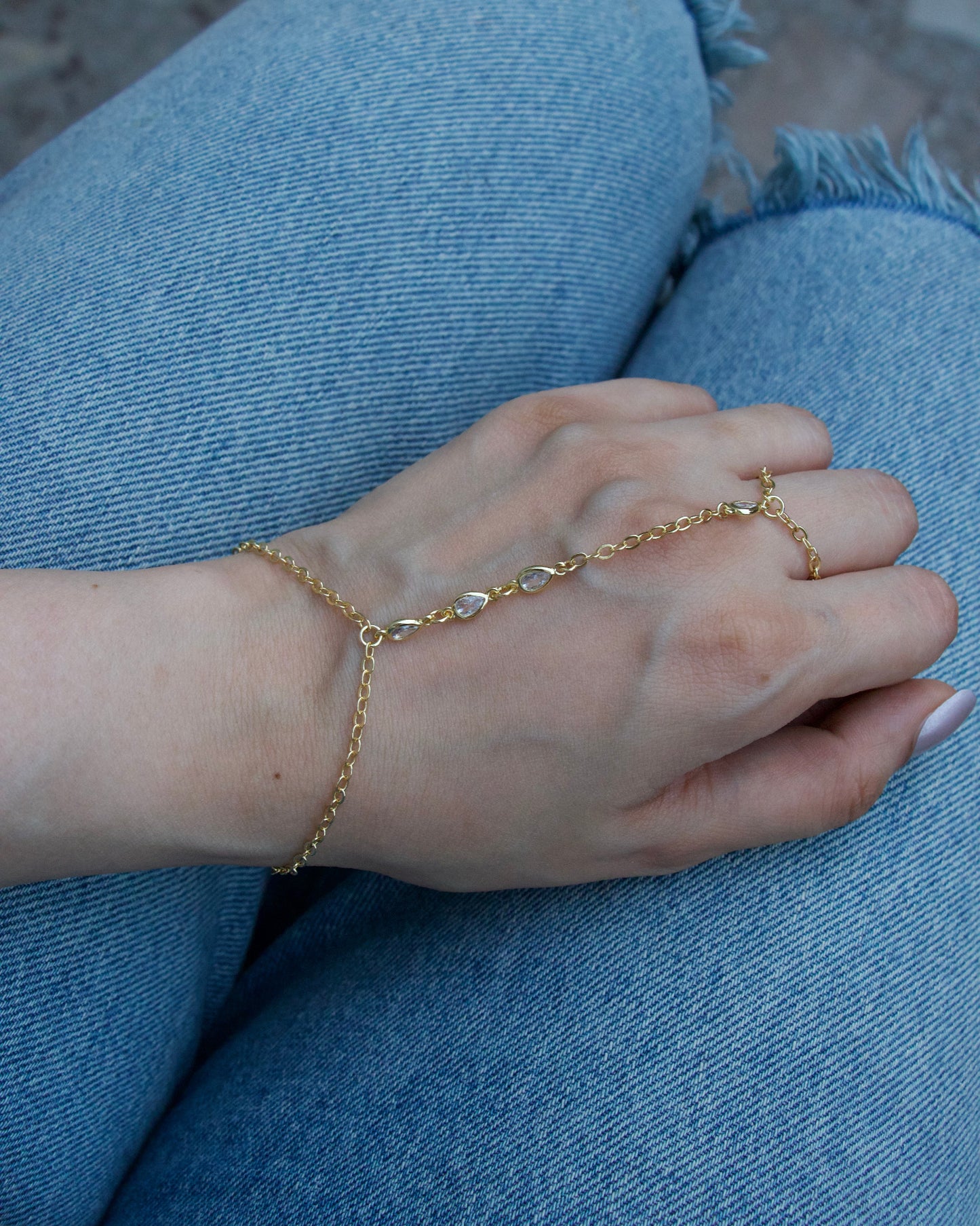 Teardrop Hand Chain Bracelet