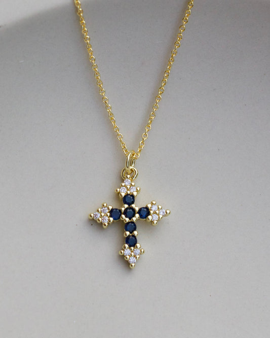 Blue Moon Cross Necklace